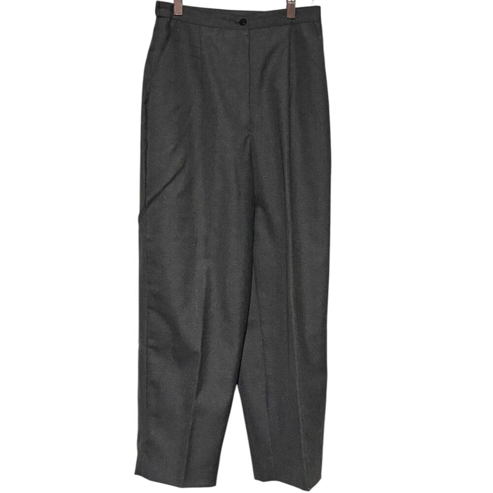 Vintage 80s 90s Courtenay 100% Wool high rise pleated Gray dress pants‎ sz 8